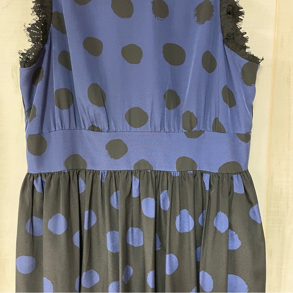 Corey Lynn Calter Black Navy Polka Dot Sleeveless Pocket Dress Lace Trim, Sz 10 - Picture 8 of 10